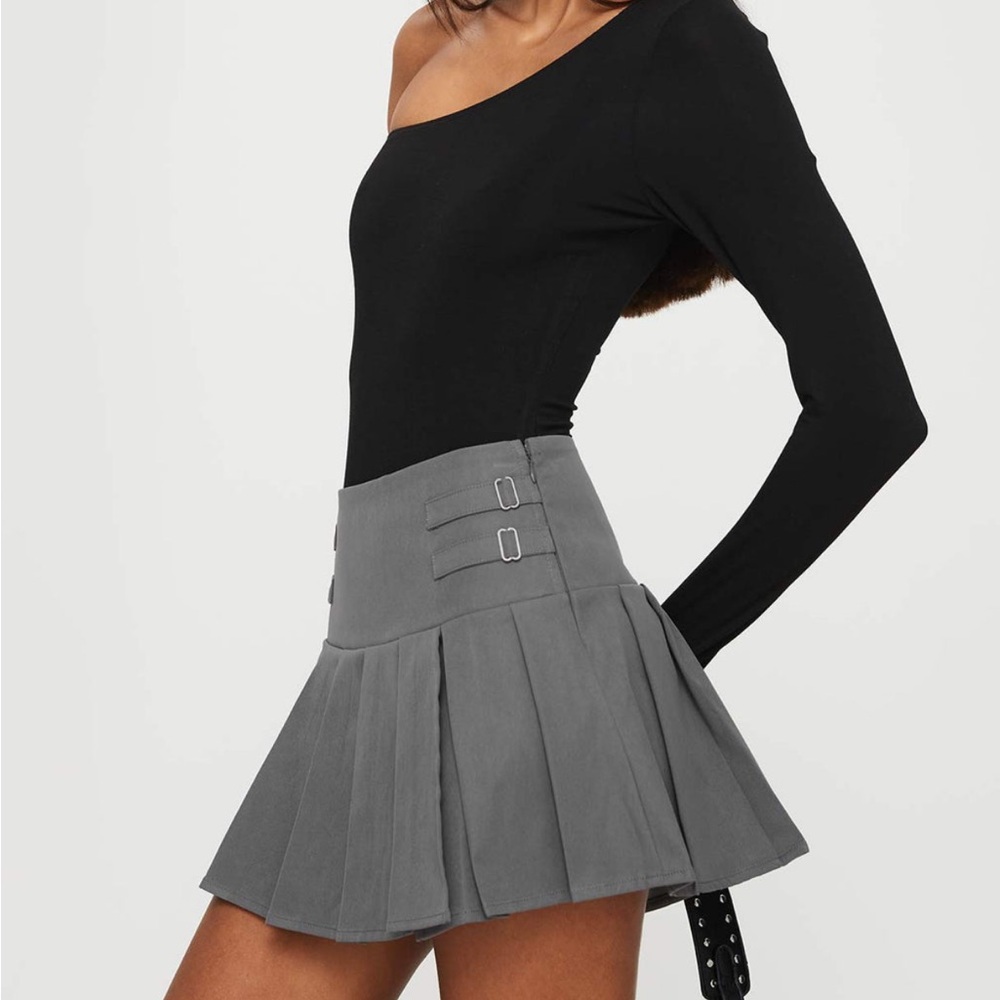 Gray Pleated Women's Skirt